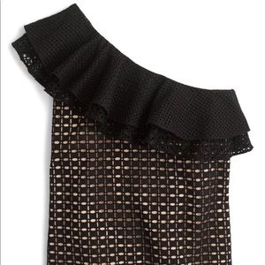 J Crew Size 4 One Shoulder Black Lace Top NEW, TAG